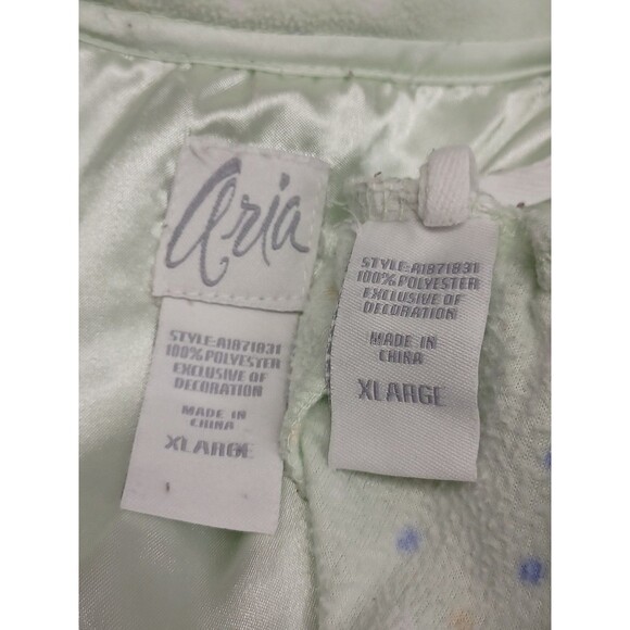 Aria Flannel Pajama Set XL Pants Green Polkodot Long sleeve 2 Pcs - Picture 6 of 6